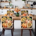 thumbnail image 3 of Thanksgiving Pumpkin Chair Covers Set of 1 Sunflower Fall Harvest Yellow Plaid Chair Back Covers Stretch Removable Washable Slipcovers Protector for Dining Room Kitchen Party Decor, 3 of 5