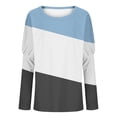 thumbnail image 4 of ATOYSOY Women's Loose Tops Fashion Color Block Pullover Spring Long Sleeve Shirts Winter Casual Blouse Workout Crew Neck Sweatshirts Blue S, 4 of 4