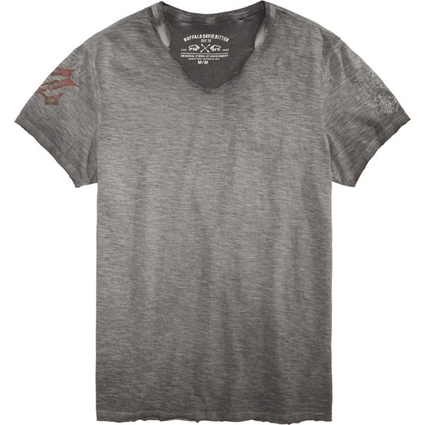 Buffalo David Bitton - Camiseta gráfica para hombre, color gris, XXL Buffalo David Bitton Camiseta gráfica