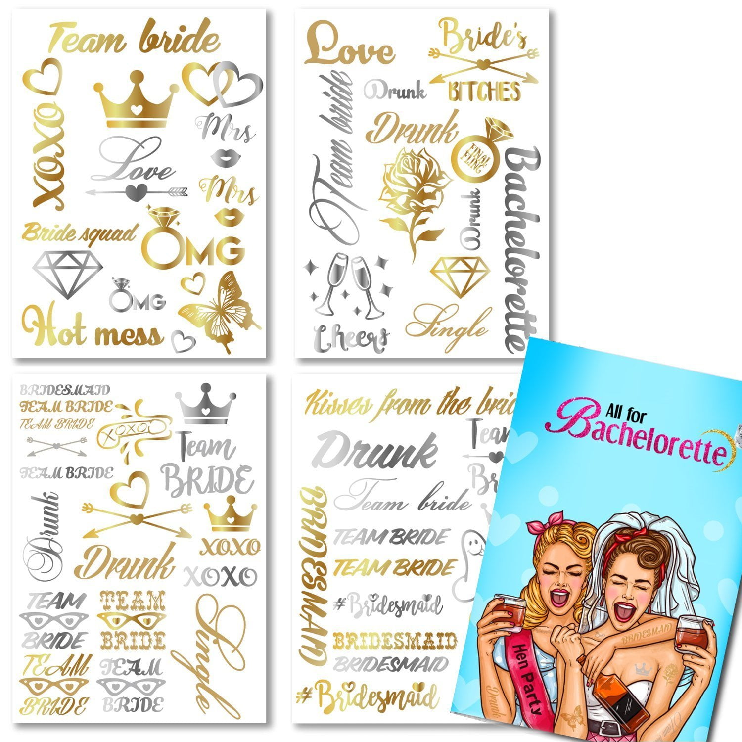 All For Bachelorette Party Bride and Bride Tribe Temporary Tattoos - All For Bachelorette Party Bride and Bride Tribe Temporary Tattoos -