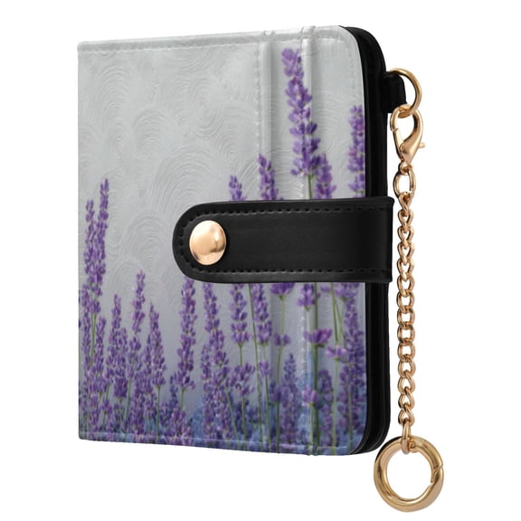 Qxltty Lavender Bushes Ladies Wallet Rfid Slim Thin Compact Credit Card Women Wallet Zipper Coin Pocket and ID Window for Female Gifts