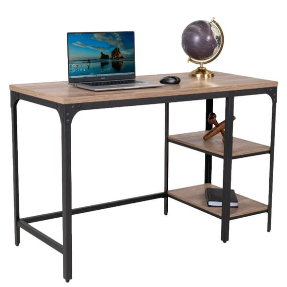 Escritorio Simple para computadora de oficina en casa con estante de almacenamiento FRATELLO MUEBLES