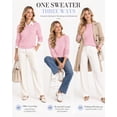 thumbnail image 5 of QUALFORT Women’s Cable Knit Sweater, Crew Neck Lightweight Long Sleeve Pullover, Pink, Size XXL, 5 of 7