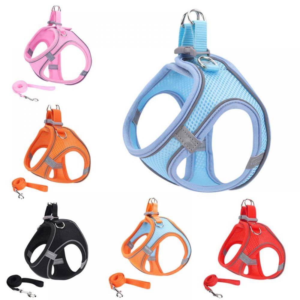 Cat Puppy Harness And Leash Set All Weather Mesh Reflective