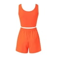thumbnail image 6 of Baqcunre Women's Two Piece Knitted Sleeveless Matching Crop Top and High Waisted Shorts Sets,Color Orange,Size XS-L, 6 of 8