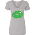 thumbnail image 3 of Inktastic St. Patrick's Day Lucky Lips with White Shamrock Women's V-Neck T-Shirt, 3 of 5