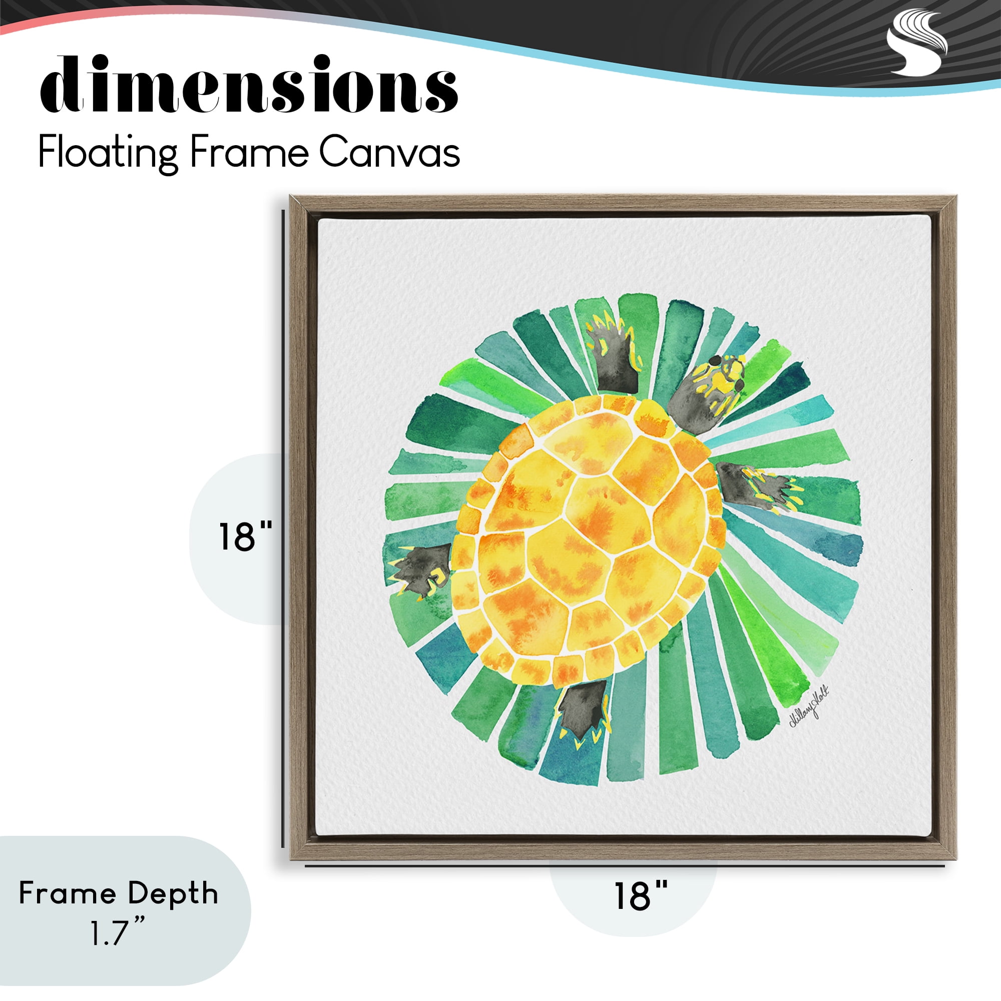 Stupell Industries Lotus Garden Turtle Brown Framed Floater Canvas Wall Art, design by Hillary Holt