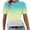 Blue, variant on Women's Fashion Ombre T-Shirt Gradient Print with Round Neck Short Sleeves Loose Fit Comfort Pullover Ideal for Spring Summer