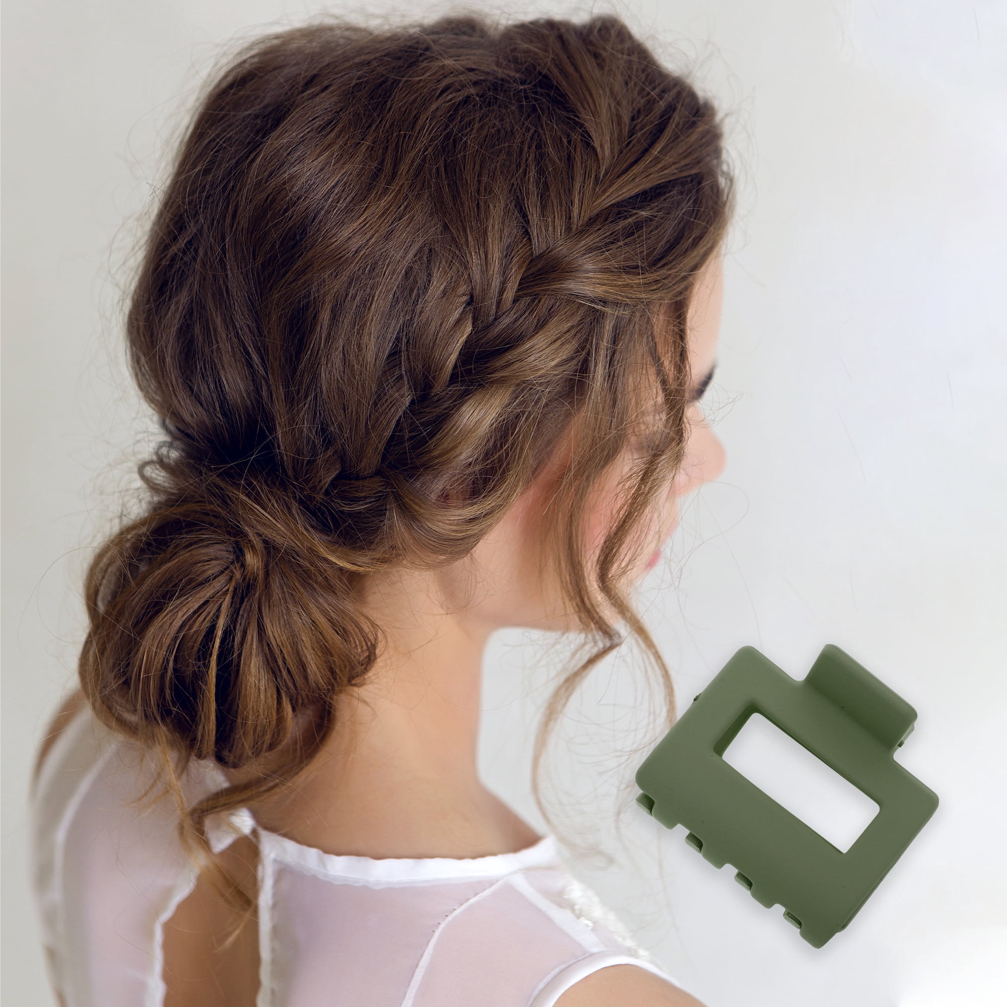 Unique Bargains Rectangle Frosted Hair Clips 1 Piece Hair Accessory Home Use Green