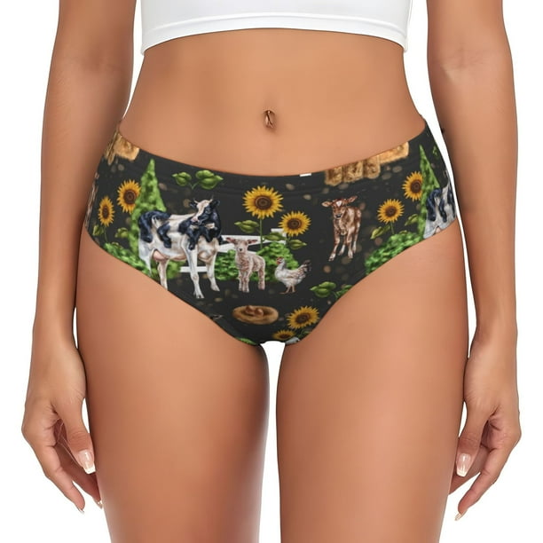 Fotbe Farm Animals 2 Calzones Estampados para Mujer – Ropa Interior de Algodón, Cómoda, Suave y Elástica-Medium
