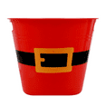 thumbnail image 3 of 8.32" Christmas Bucket, Plastic Santa Belt Buckets Red Round Tubs with Handles for Parties Storage Classroom Party Favors Crafts, Christmas Decorations, Pack of 4, 3 of 7