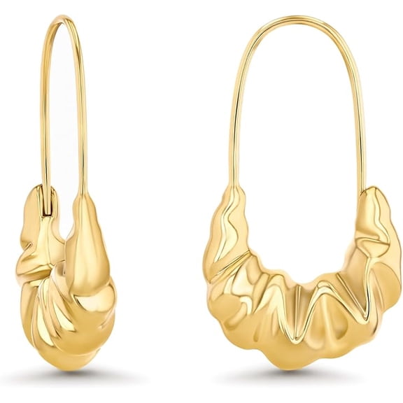 18K Gold Plated Chunky Twisted Hoop Earrings Large Textured Statement Hoops for Women