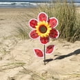 thumbnail image 3 of In the Breeze 2662 — 12 Inch Paisley Sunflower Wind Spinner with Leaves - Colorful Flower for your Yard and Garden, 3 of 6