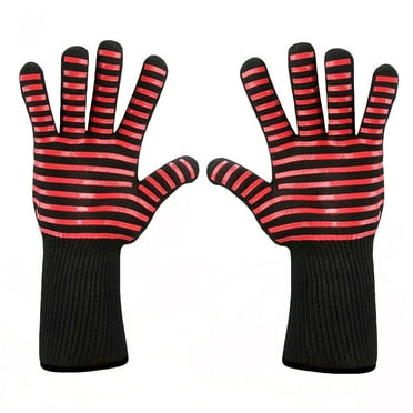 BBQ Gloves, 800 ℃/1472℉ Heat Resistant Grilling Gloves Silicone Non-Slip Oven Gloves Long