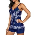 thumbnail image 2 of Qiylii Women Floral Tankini Tummy Control Swimwear Tank Top Retro Printed Swimsuit with Boyshorts Two Piece Bathing Suit, 2 of 4