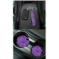 thumbnail image 4 of Jeiento Tie Dye Car Seat Covers Set 15 Pack Car Seat Accessories Steering Wheel Cover Seat Belt Pads Trash Bin Car Air Vent Pouch Rear View Mirror Protector Coasters Purple Key Chain for SUV Van, 4 of 7