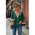 thumbnail image 6 of Anbech Lace Stitching Women Shirt V Neck Lace Chiffon Blouse Long Sleeve Loose Pullover Top, 6 of 7