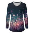 thumbnail image 4 of Ruimatai Women's Floral V-Neck Blouse Long Sleeve Casual Tops Soft Breathable Polyester Shirt Stylish Loose Fit Plus Size S-5XL, 4 of 4