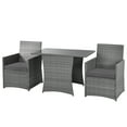 thumbnail image 6 of Patiojoy 3PCS Patio Rattan Furniture Set Outdoor Wicker Table & Chair Set w/Cushions Gray, 6 of 6