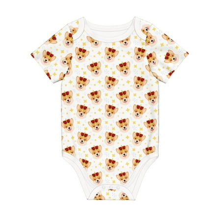 

Matuu Funny Corgi for Baby Short-Sleeve Bodysuit Soft Cotton Comfortable and Breathable Perfect for Newborns and Infants
