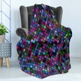 thumbnail image 4 of Checkered Soft Flannel Fleece Throw Blanket, Little Squares with Vibrant Colors in Diagonal Order Mosaic of Pixel Pattern, Cozy Plush for Indoor and Outdoor Use, 70" x 90", Multicolor, by Ambesonne, 4 of 5