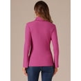 thumbnail image 3 of DARING DIVA Women's Split Long Sleeves Basic Casual Turtleneck Tops XL Hot Pink, 3 of 6