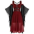 thumbnail image 2 of Plus Size Halloween Woman 2025 Outfits Dresses for Women Plus Size Fashion Gothic Mid-Length Flare Sleeve A-Line Party Dress, 2 of 8
