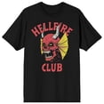 thumbnail image 5 of Stranger Things Hellfire Club Horned Winged Skull Adult Black Crew Neck Short Sleeve T-shirt-Large, 5 of 7