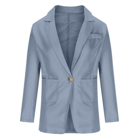 Womens Long Sleeve Blazer Jackets 2022 Fashion Casual Dressy Lapel Solid Color Jacket Office Trendy Coat With Pockets