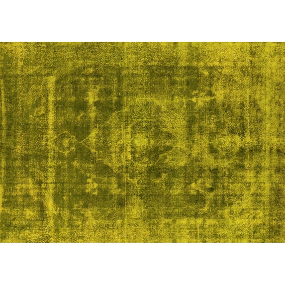 Ahgly Company Machine Washable Indoor Rectangle Oriental Yellow Industrial Area Rugs, 6' x 9'