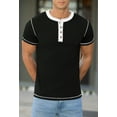 thumbnail image 2 of Iceglad Mens Henley Short Sleeve T-Shirt Cotton Lightweight Button T-Shirts Basic Casual Shirts Black M, 2 of 10