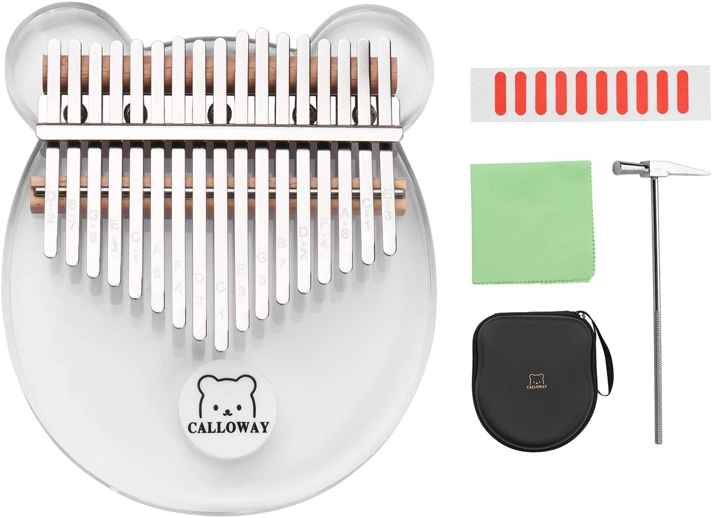 Thumb Piano,Portable 17Key Transparent Acrylic Kalimba C Tone Crystal