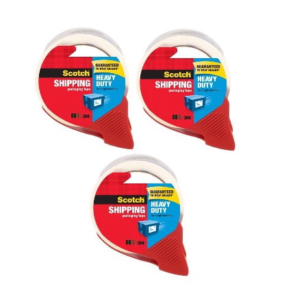 (3 Pack) Scotch Heavy Duty Shipping Packaging Tape Dispenser, 1.88 in. x 38.2