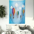 thumbnail image 3 of Colorful Tapestry, Paper Art Style Depiction Hot Air Balloons and Clouds Illustration, Wall Hanging for Bedroom Living Room Dorm Decor, 40W X 60L Inches, Pale Sky Blue Multicolor, by Ambesonne, 3 of 5