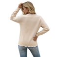 thumbnail image 4 of Women's Crew Neck Long Sleeve Sweatshirt Drop Shoulder Scallop Hem Casual Pullover Top Fall Layering White,S, 4 of 5
