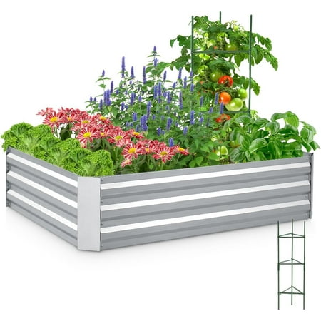 Quictent 6 ft x 3 ft x 1 ft Galvanized Raised Garden Bed W/ 3 Pcs Tomato Cage AT WALMART Quictent 6 Ft X 3 Ft X 1 Ft Galvanized Raised Garden Bed W/ 3 Pcs Tomato Cage At Walmart