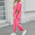 thumbnail image 5 of Women's Two Piece Sweatsuit Outfits 3/4 Batwing Sleeve Capelet Crew Neck Pullover Top Wide Leg Pants Lounge Set, 5 of 6