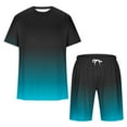 thumbnail image 5 of VBTAPA Mens 2 Piece Outfits Casual Tracksuit Short Sleeve Gradient Print T-shirt and Shorts Set Summer Sweatsuit Big and Tal Fashion Streetwear Birthday Gifts Mint Blue L, 5 of 6