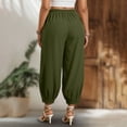 thumbnail image 4 of cocolona Womens Summer Casual Linen Pants Solid Color Elastic Waist Straight Vacation Beach Pants with Pockets, 4 of 4