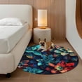thumbnail image 4 of Teal Red 8ft Round Rug for Open Concept Living Room Seating Zone, Abstract Succulents Flower Leaf Vintage Botanical Washable Non Slip Large Circle Area Rug, 4 of 9