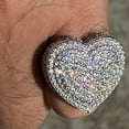 thumbnail image 2 of Heart Ring Real Solid 925 Sterling Silver Hip Hop Jewelry Huge Iced Finger Bling Size 9, 2 of 11