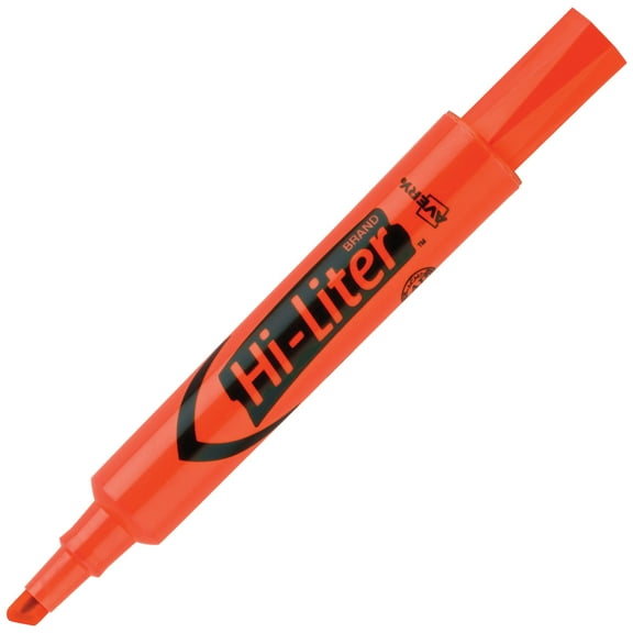 Avery HI-LITER Desk-Style Highlighter, Chisel Tip, Fluorescent Orange Ink, Dozen