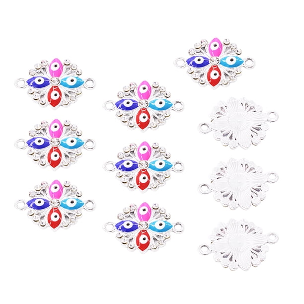 Jumpingount 10 piezas de amuleto de ojo de color, conector de agujero, dijes de joyería, colgante colgante para manualidades, collar de mujer, pulseras, Ropa, zapatos y accesorios Miscelánea Jumpingount AP010913-00B