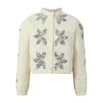 thumbnail image 5 of GEWSEY Women's Lightweight Floral Embroidered Cropped Quilted Jacket Winter Warm Button Down Puffer Jacket Coat with Pockets (Beige, M), 5 of 8