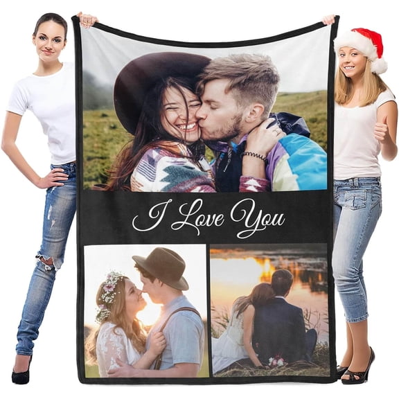 Custom Blankets with Photo, Personalized Blankets, Customized Photo Blanket, Custom Picture Blanket, Personalized Anniversary Couple Gifts for Women Men Her Him Girlfriend Boyfriend