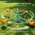 thumbnail image 6 of 4-Seat Kids Seesaw for Backyard, Outdoor Teeter Totter with Handles, Metal Playground Equipment for Kids, Orange & Blue, 6 of 10