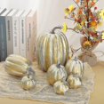 thumbnail image 3 of Paquete de 7 decoraciones de calabaza de oro negro de Acción de Gracias, 4 tamaños de calabazas artificiales, decoración de otoño para chimenea, cocina, fiesta de Acción de Gracias, día de la cosecha, 3 of 5