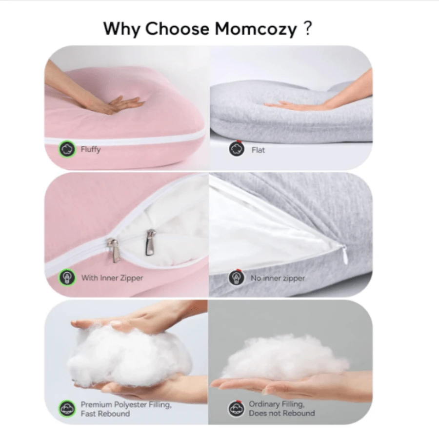 Best-selling U-shaped pregnant pillow - promotes side sleeping, supports the waist and abdomen. An essential item for pregnant women when sleeping.