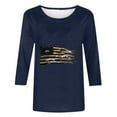 thumbnail image 5 of Dazajoo 4th of July 3/4 Length Sleeve Womens Tops American Flag Star Stripe Shirts USA Flag Patriotic T Shirt Summer Casual Independence Day Tee Tops for Women 2024 Deals of Today,Navy,L, 5 of 6