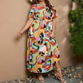 thumbnail image 4 of SMihono Robe Maxi Bohème d'Été pour Femmes Grande Taille Mode Ample Longue Décontractée Col en V Imprimé Manches Courtes Robe de Plage, 4 of 7